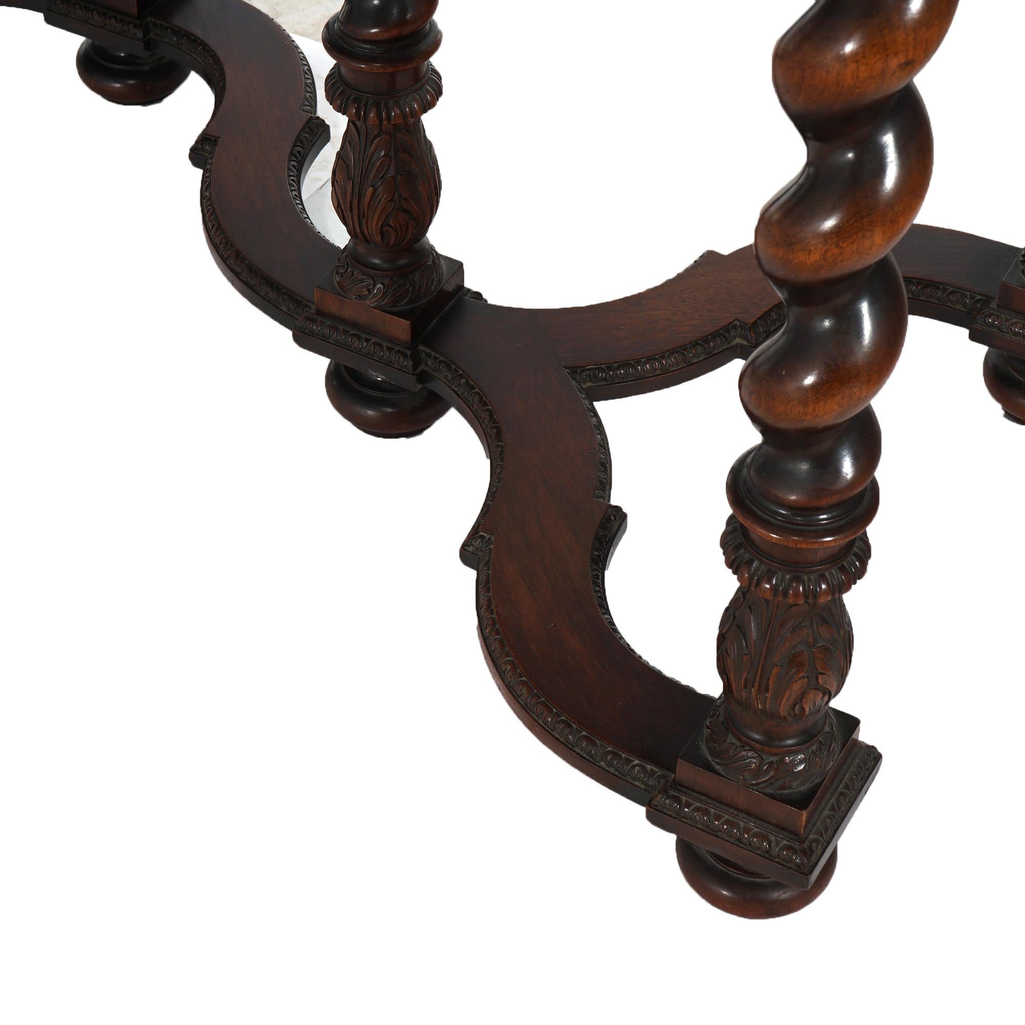 Antique Elizabethan Style Carved Walnut Server on Barley Twist Legs C1920 6