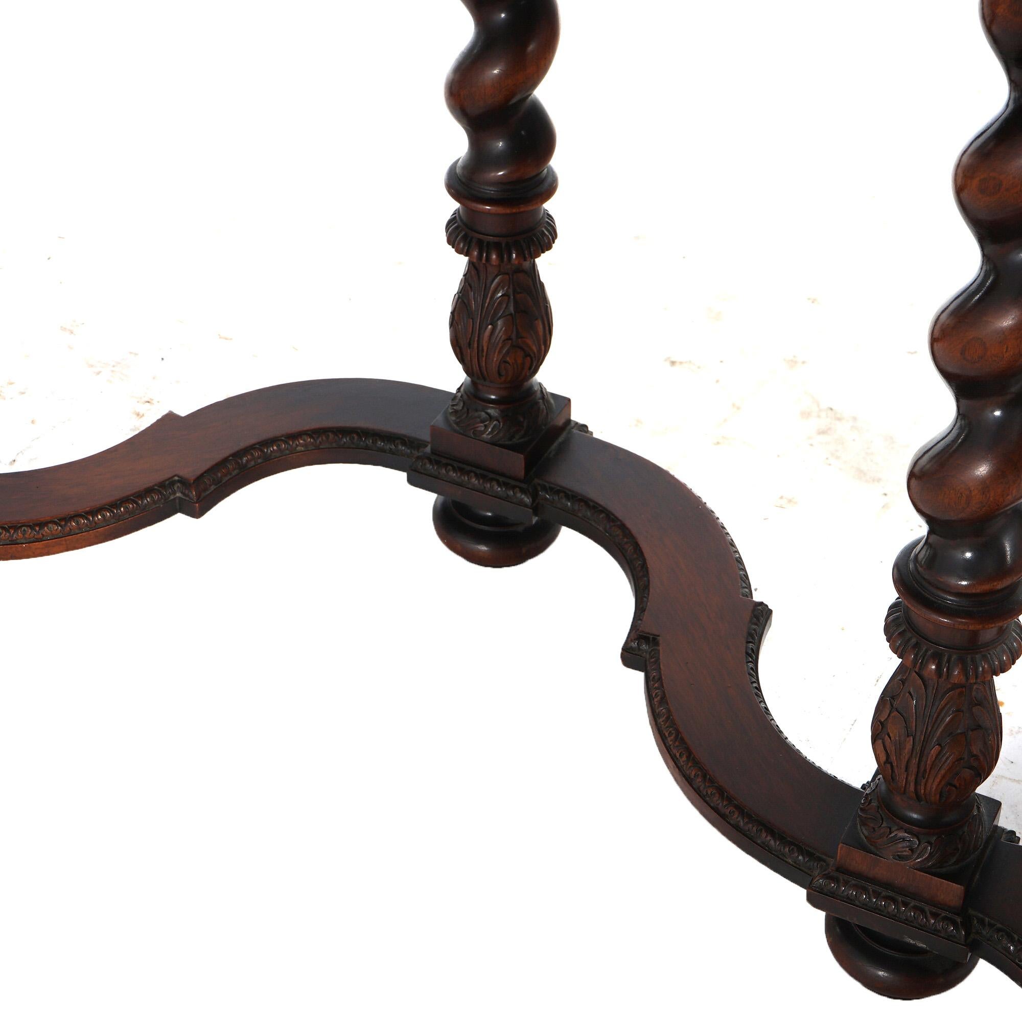 Antique Elizabethan Style Carved Walnut Server on Barley Twist Legs C1920 7