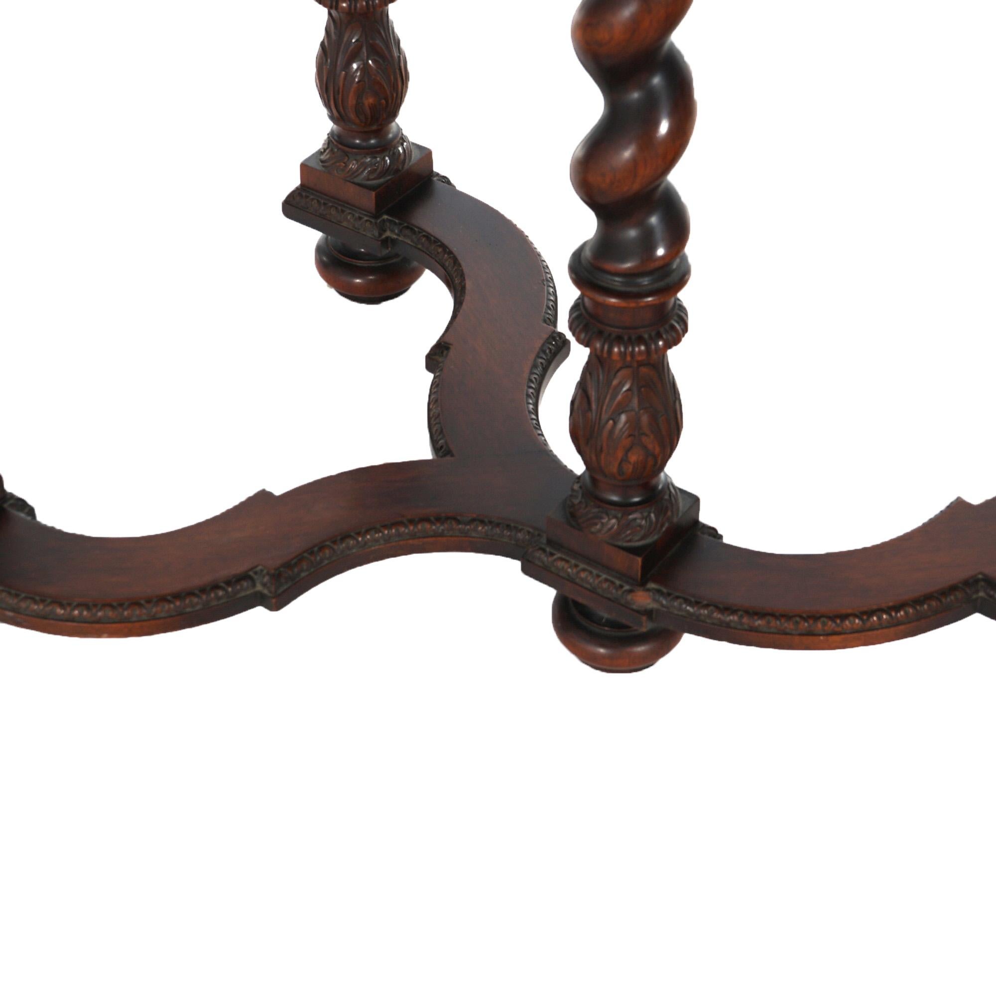 Antique Elizabethan Style Carved Walnut Server on Barley Twist Legs C1920 8