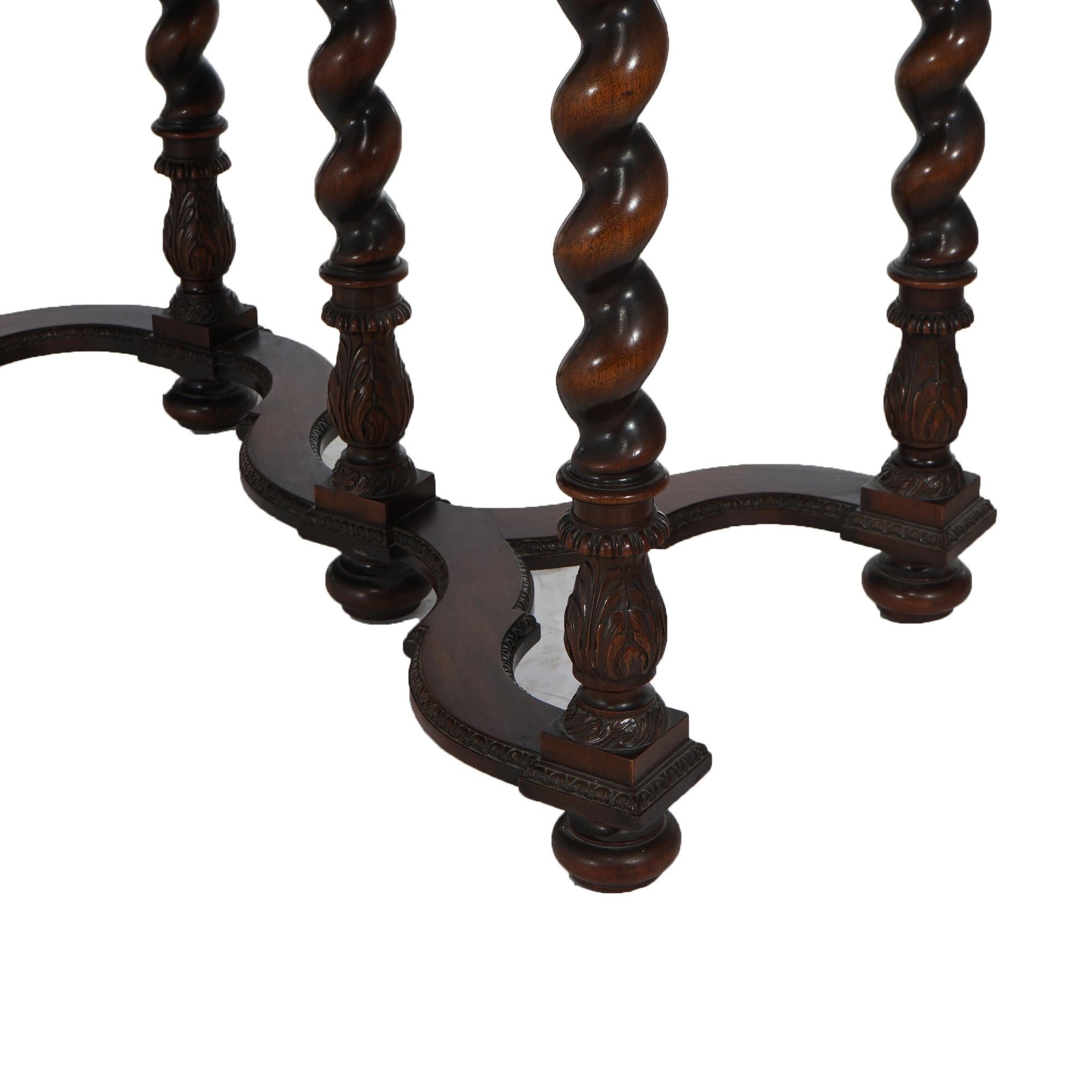 20th Century Antique Elizabethan Style Carved Walnut Server on Barley Twist Legs C1920