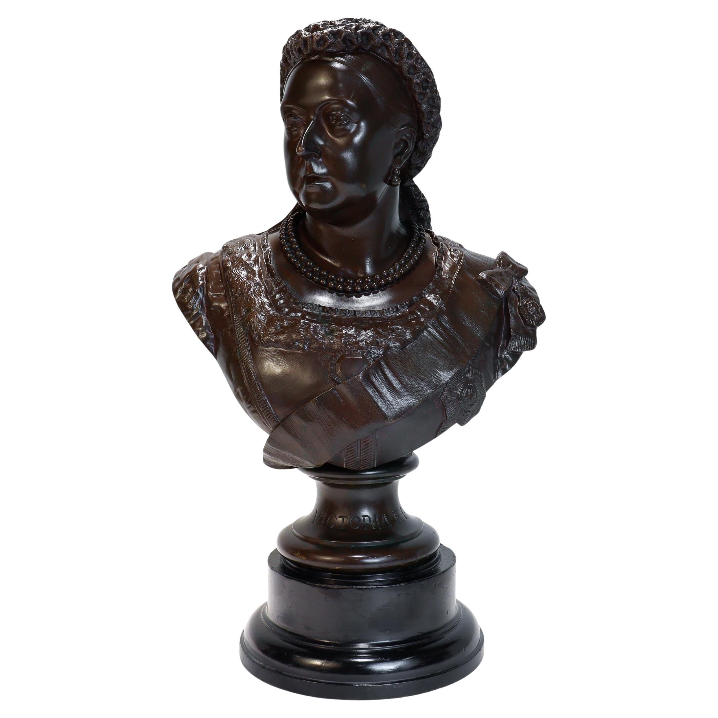 Antiguo Elkington & Co. Busto de bronce de la reina Victoria según Joseph Edgar Boehm
