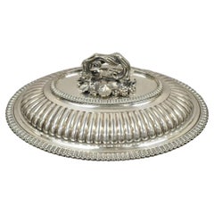 Antique Elkington Co English Regency Silver Plated Covered Serving Dish Platter