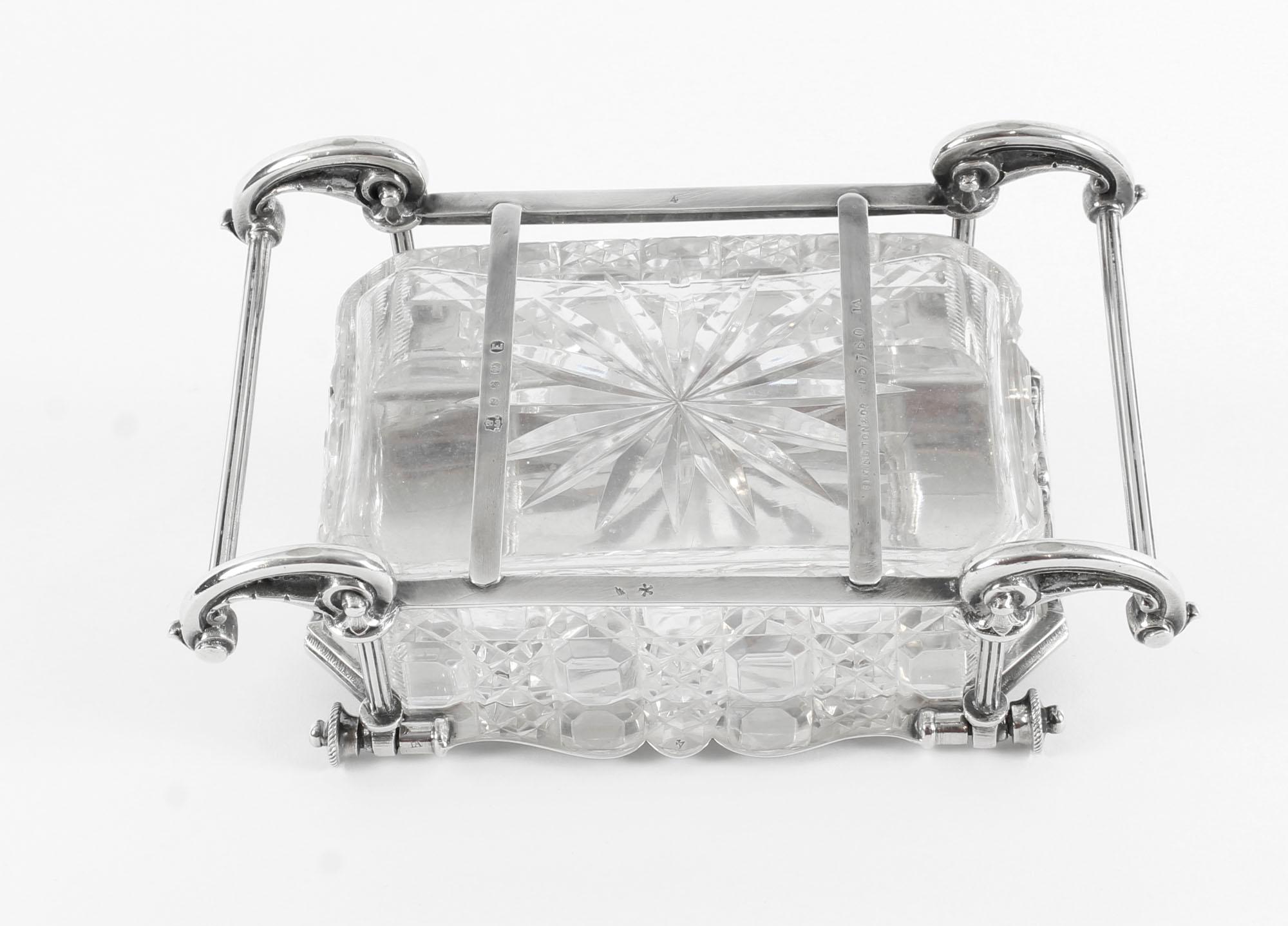 Elkington & Co English Silver Plated and Cut Glass Butter Dish, 19th Century 9