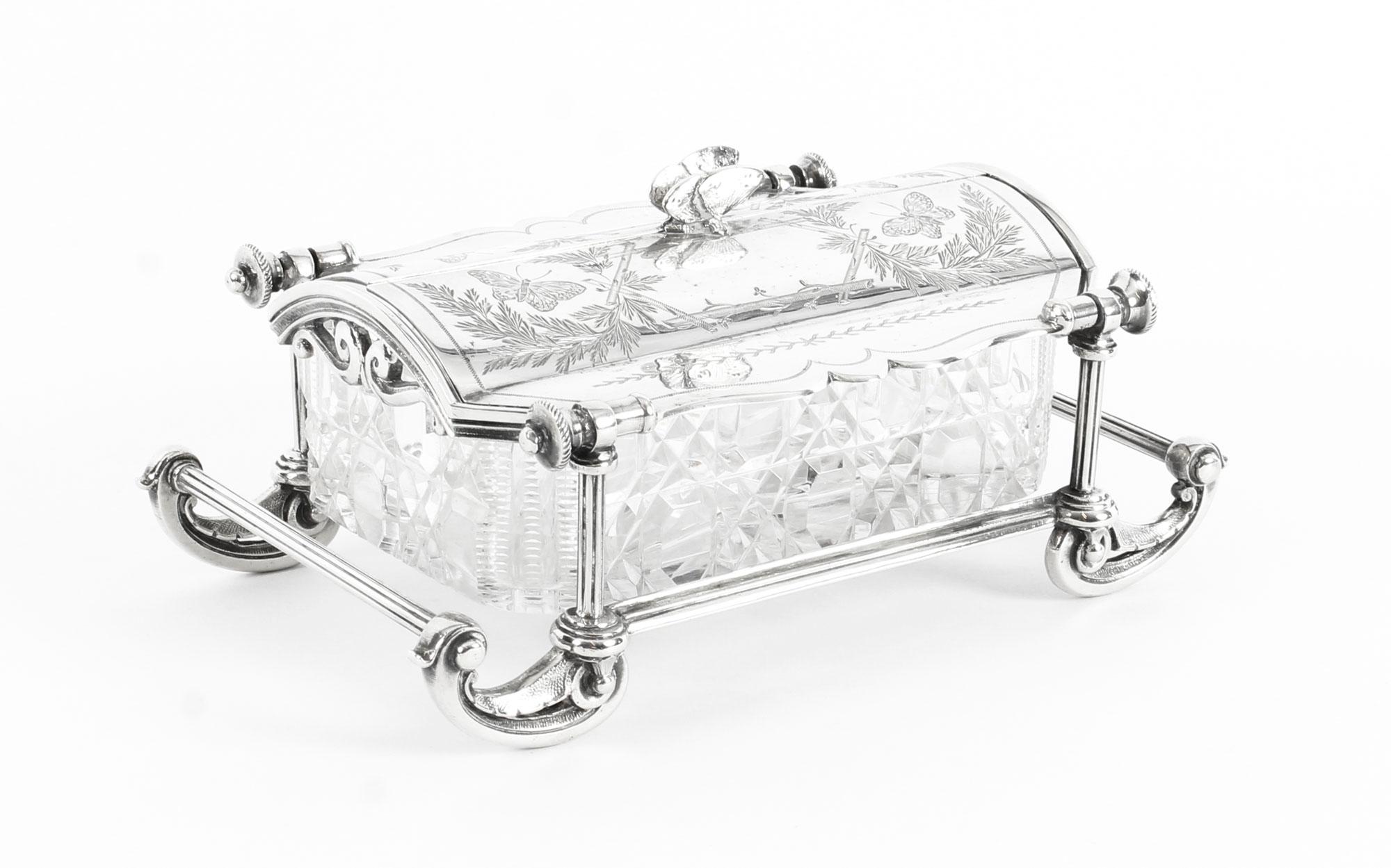 Elkington & Co English Silver Plated and Cut Glass Butter Dish, 19th Century 13