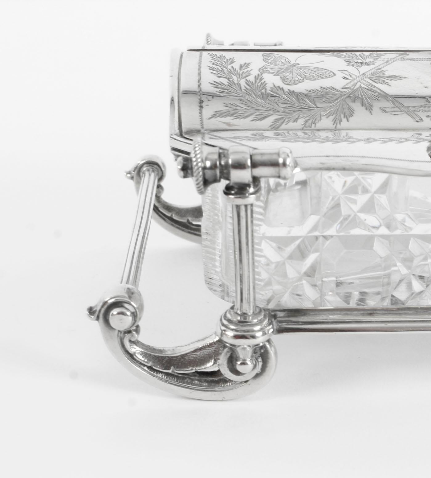 Elkington & Co English Silver Plated and Cut Glass Butter Dish, 19th Century 2