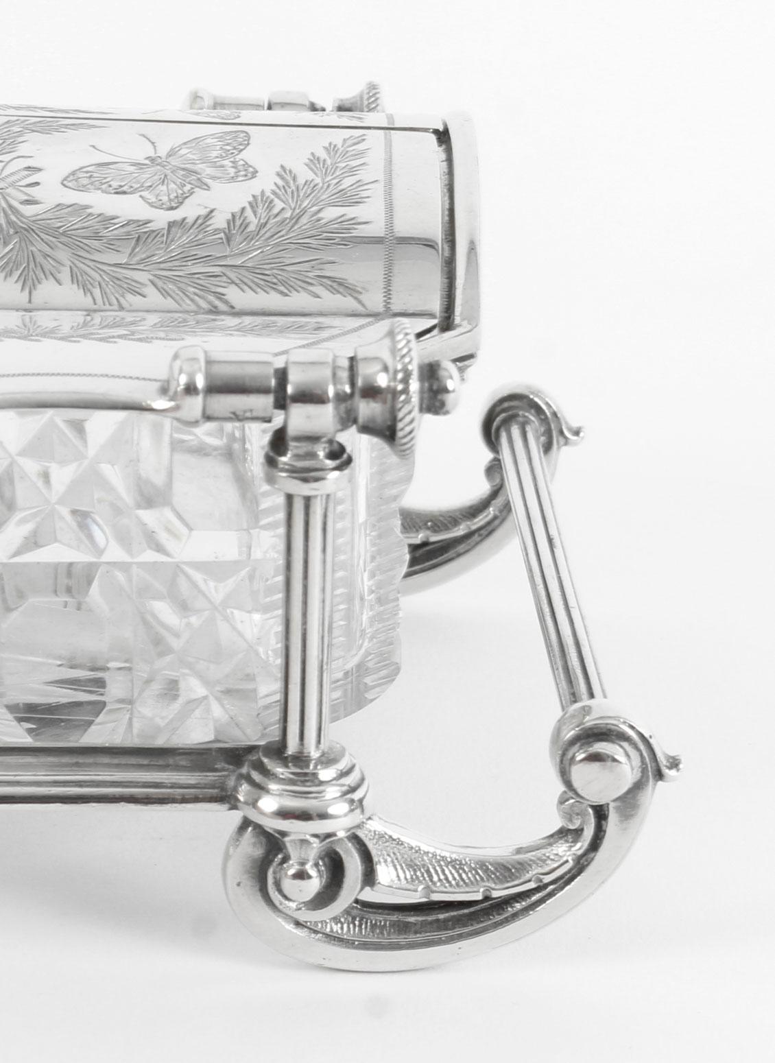 Elkington & Co English Silver Plated and Cut Glass Butter Dish, 19th Century 3