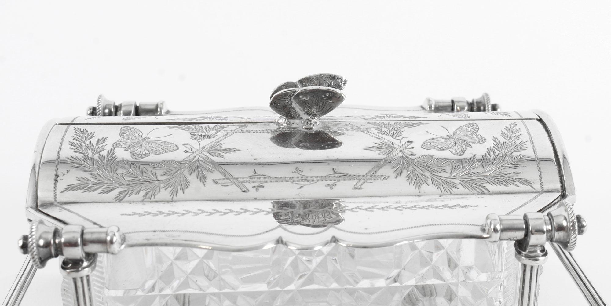 Elkington & Co English Silver Plated and Cut Glass Butter Dish, 19th Century 4