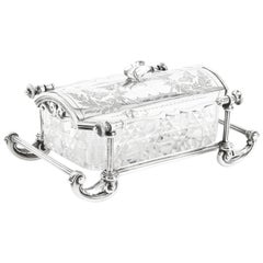 Antique Elkington & Co English Silver Plated and Cut Glass Butter Dish, 19th Century
