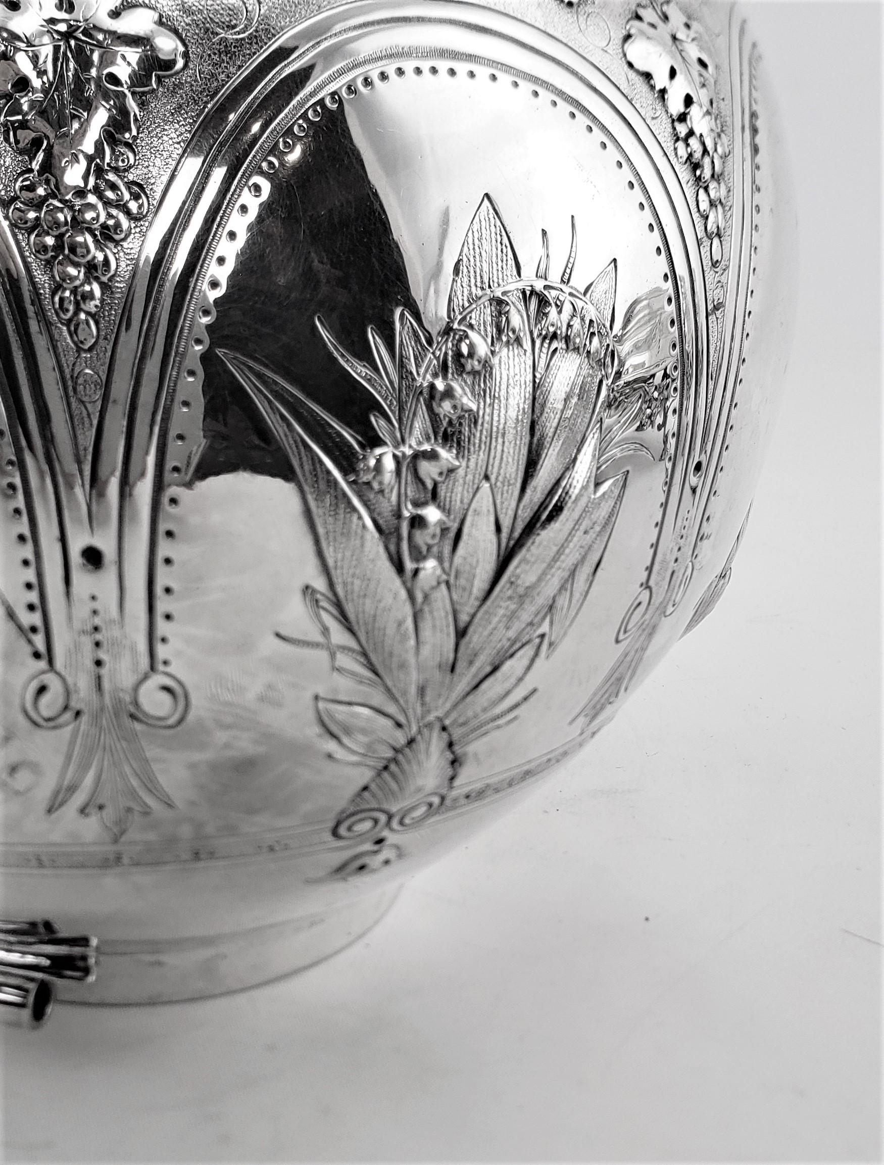 Antique Elkington & Co. Silver Plated Spirit Kettle with Floral Decoration For Sale 6