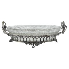 Antique Elkington & Company Silvered Bronze & Cut Crystal Centerpiece Circa 1880