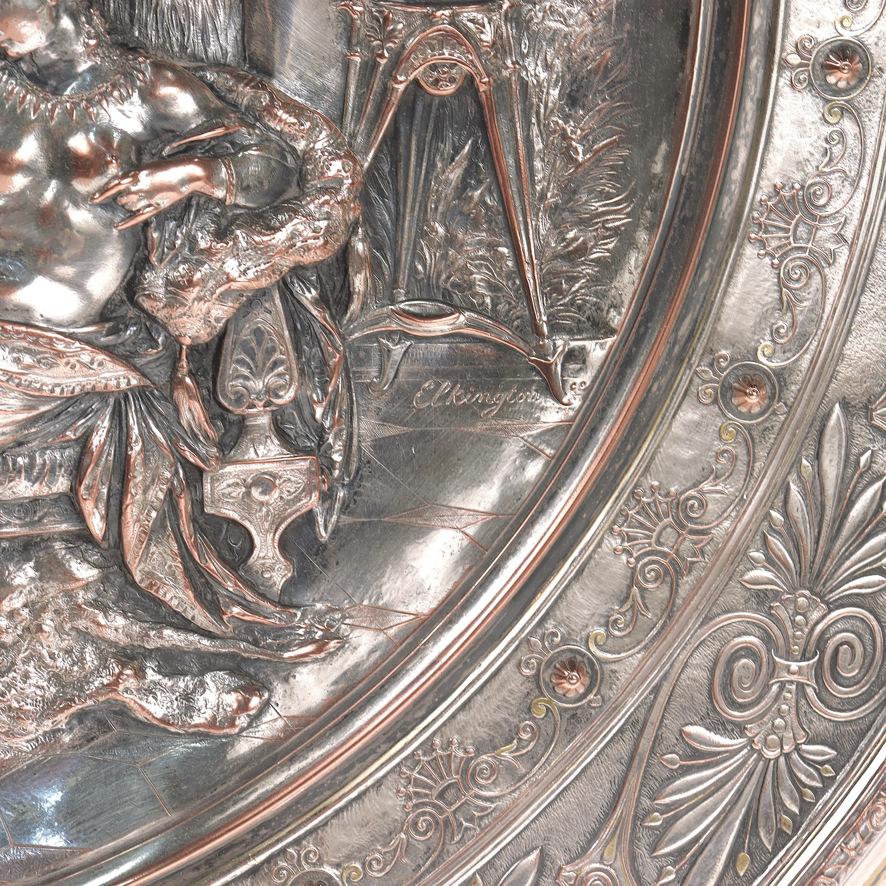 Assiette de présentation figurative ancienne en métal argenté Elkington Electrotype de Morel-Ladeuil en vente 9