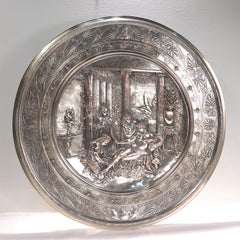 Antique Elkington Electrotype Silver Plate Figural Charger by Morel-Ladeuil