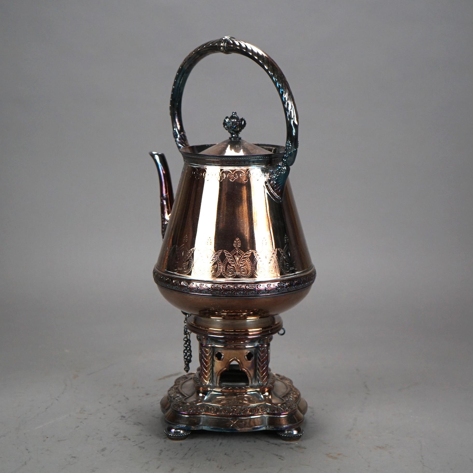 Théière Elkington ancienne en métal argenté, vers 1890 en vente 2