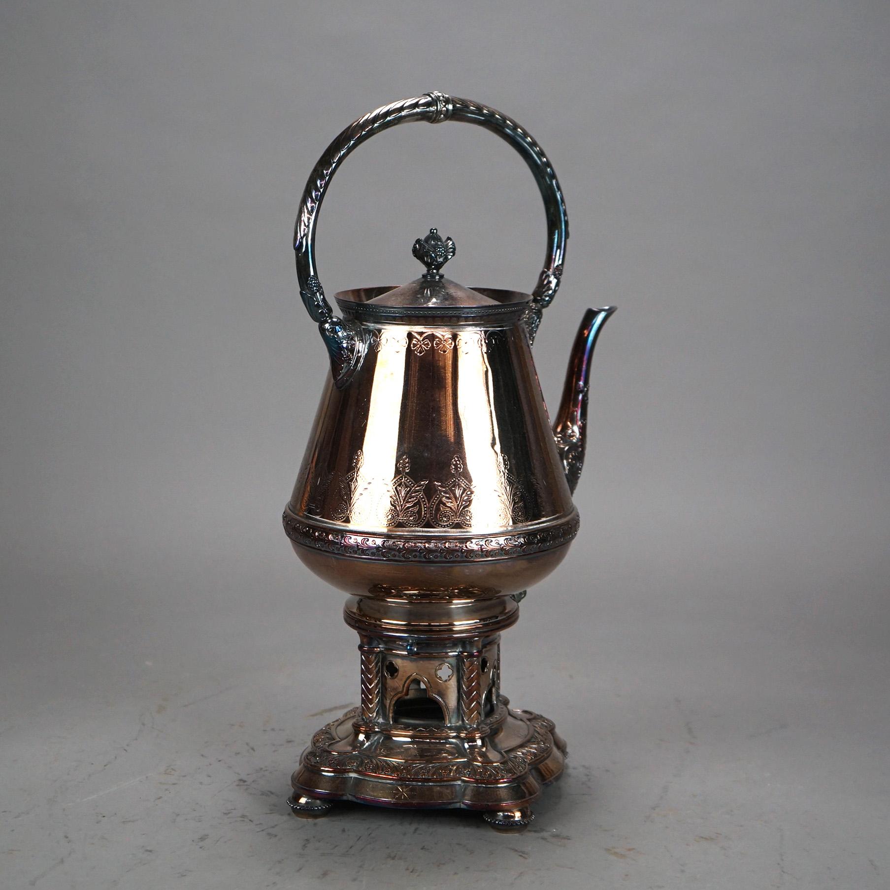 Théière Elkington ancienne en métal argenté, vers 1890 en vente 3