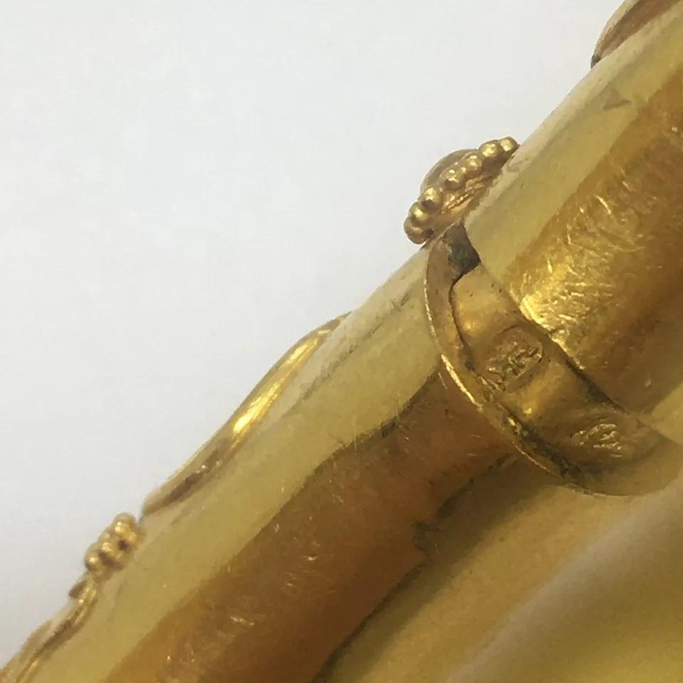 Antique Elk's Head Bypass Spring loaded Cuff Bracelet 22K Gold 71.5 Gram For Sale 7