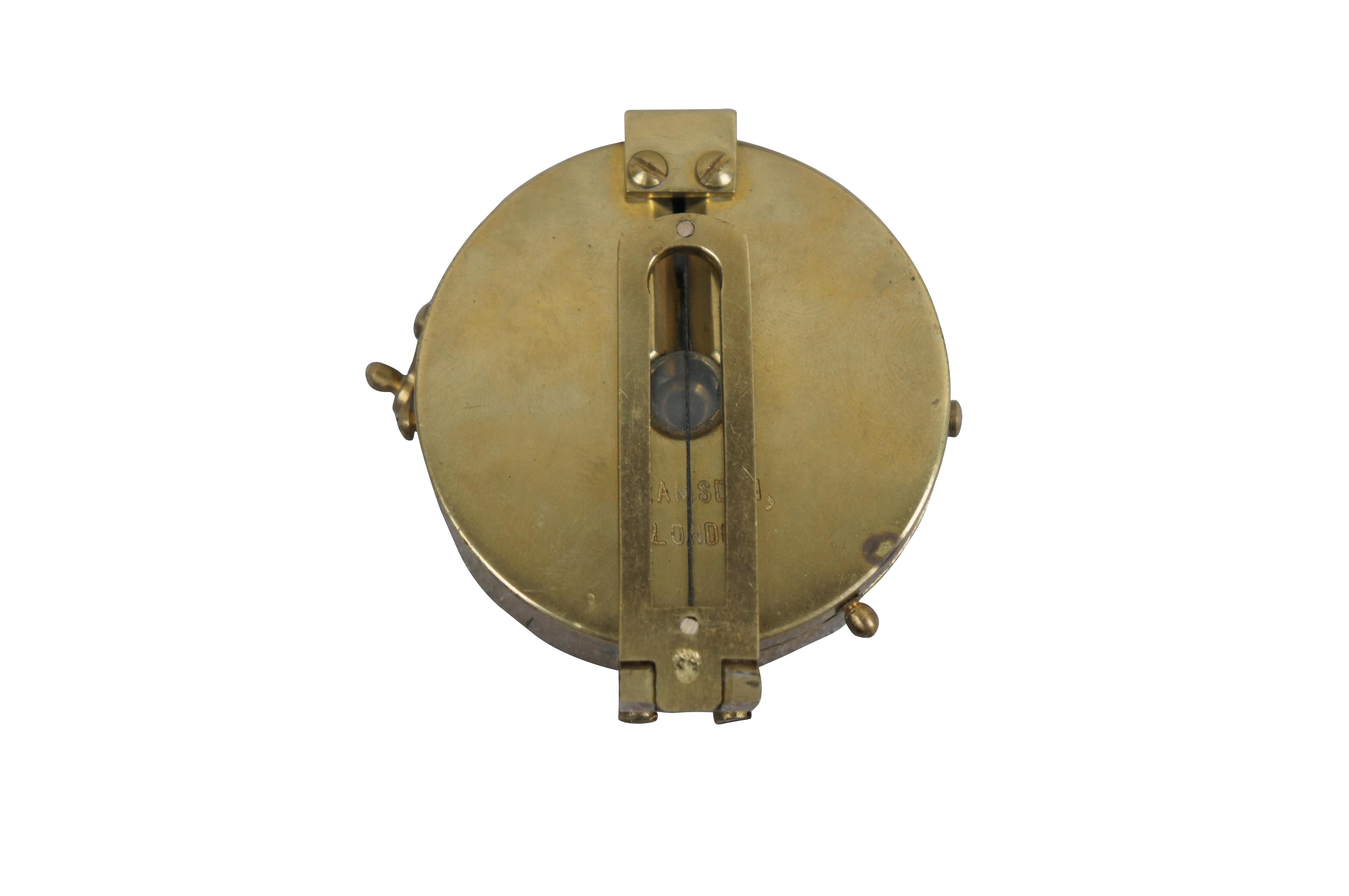 Antique Elliott Bros London Brass Surveyors Nautical Navigation Compass  In Good Condition In Dayton, OH