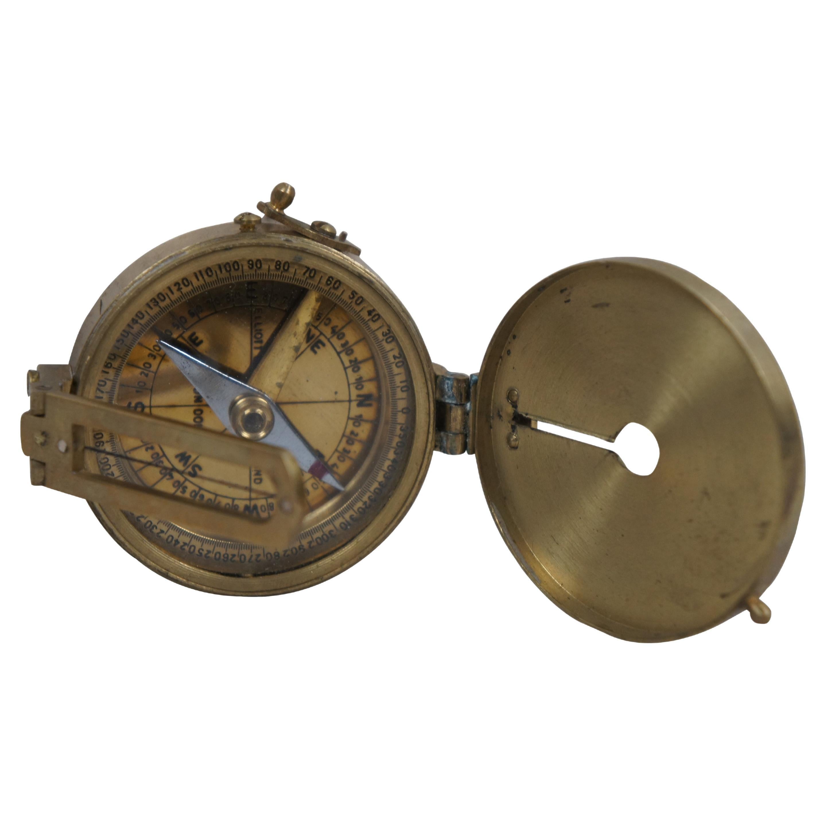 Antique Elliott Bros London Brass Surveyors Nautical Navigation Compass 