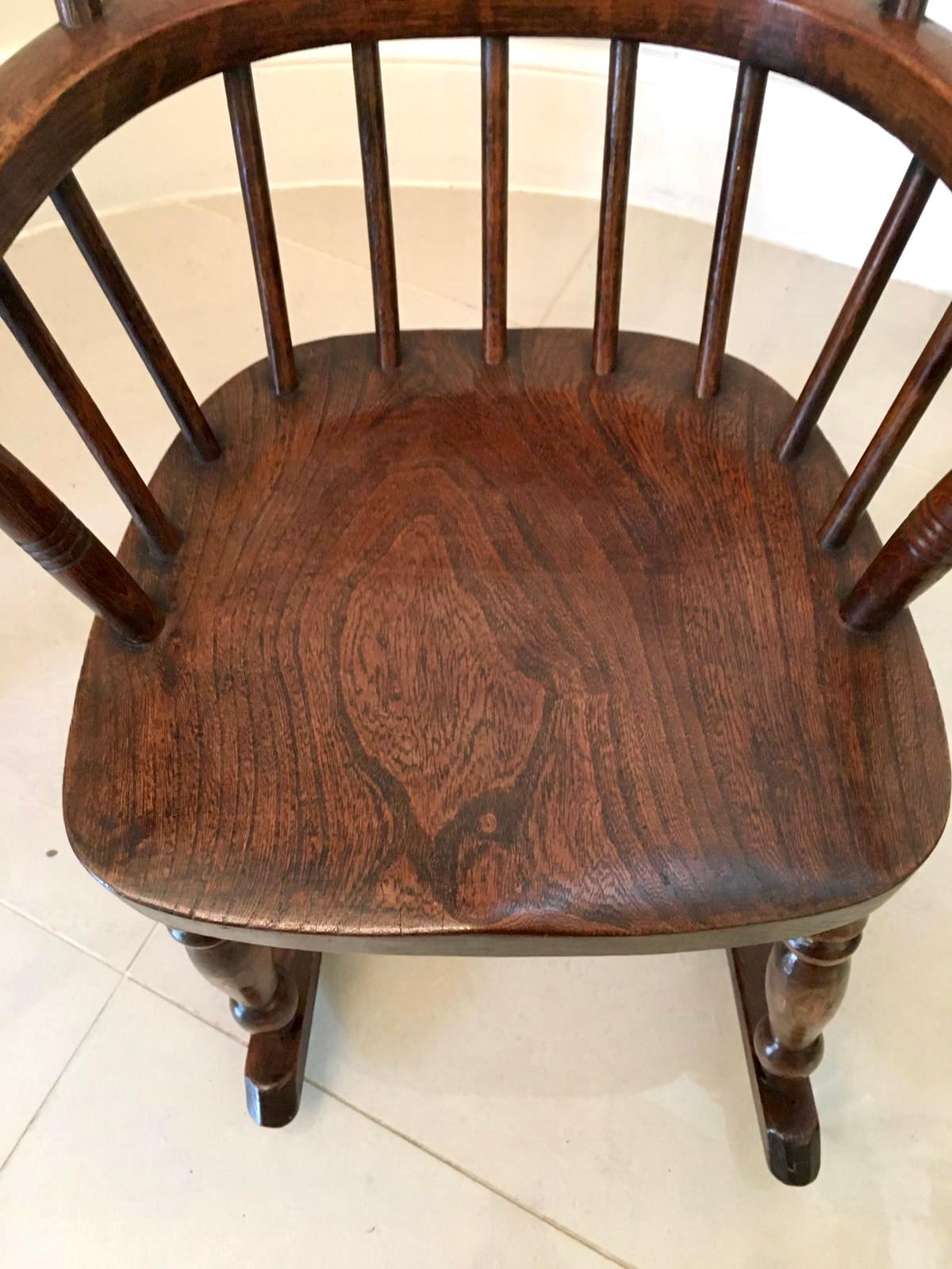 Oak Antique Elm and Ash Childs Windsor Rocking Chair For Sale