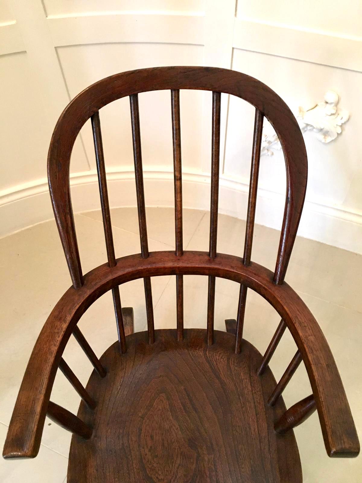 Antique Elm and Ash Childs Windsor Rocking Chair For Sale 1
