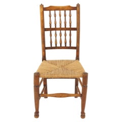 Antique Elm and Beechwood Lancashire Rope Seated Chair, Scotland 1900, B2923