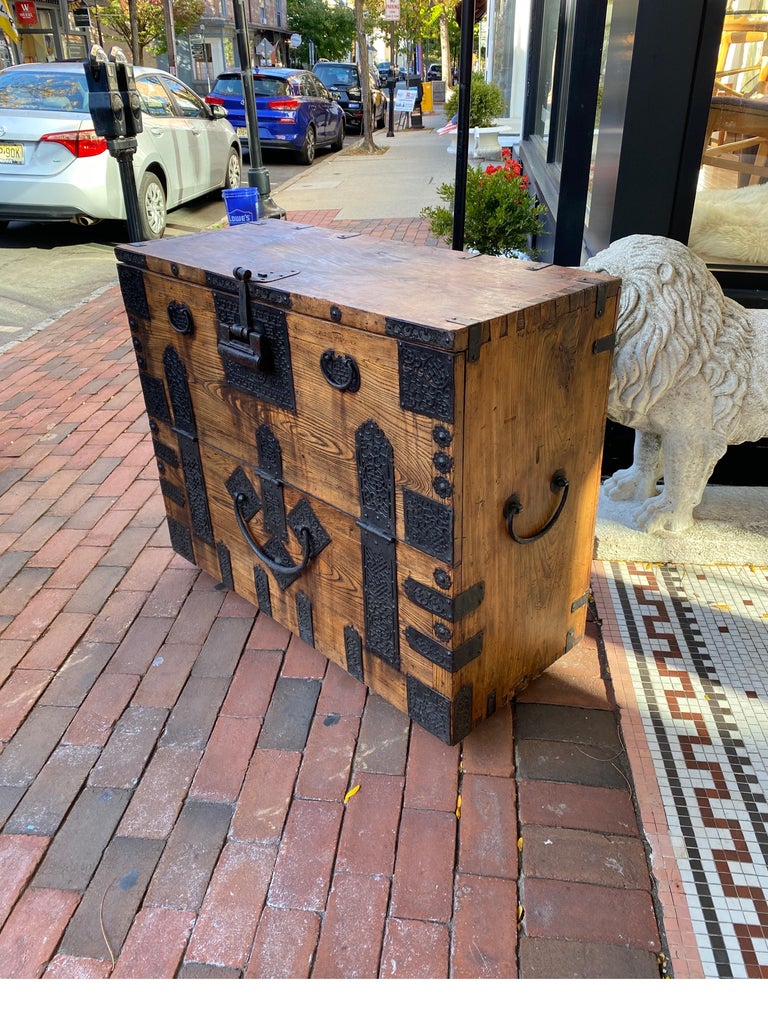Antique Elm and Iron Korean Chest, Circa 1880 For Sale at 1stDibs