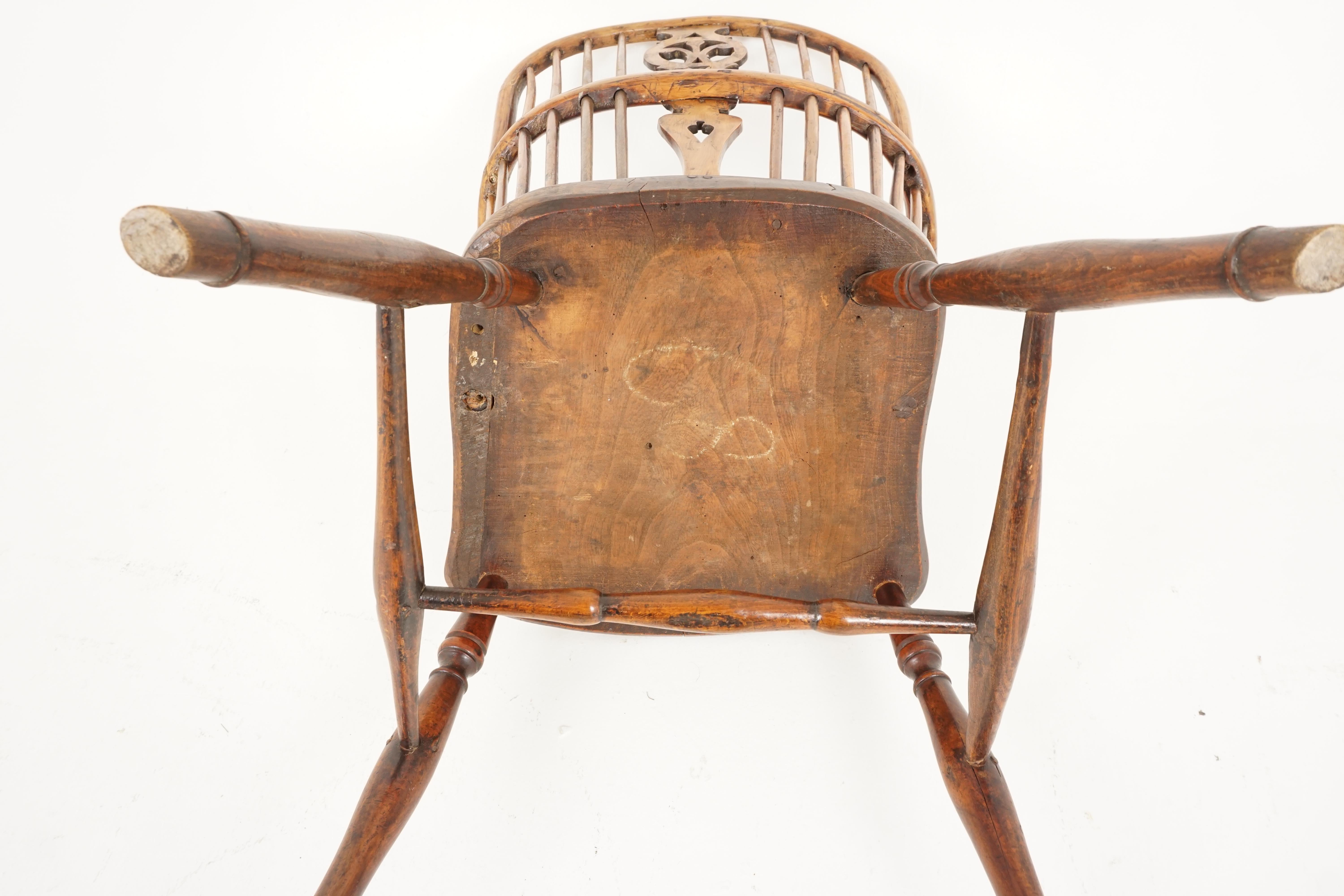 Antiker Ulmen-Sessel:: viktorianisch:: Bogenrücken-Windsor-Stuhl:: Schottland 1820:: B2280 1