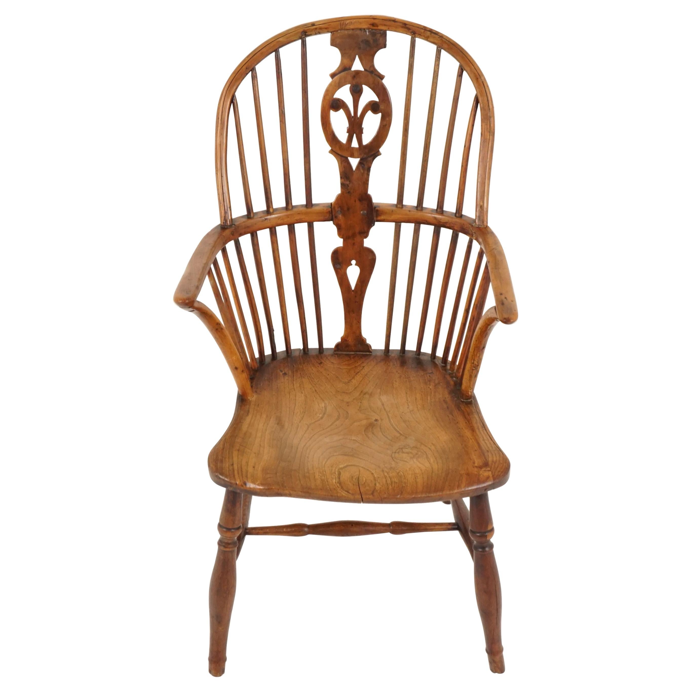 Antique Elm Armchair, Victorian, Bow Back Windsor Chair, Scotland 1820, B2280