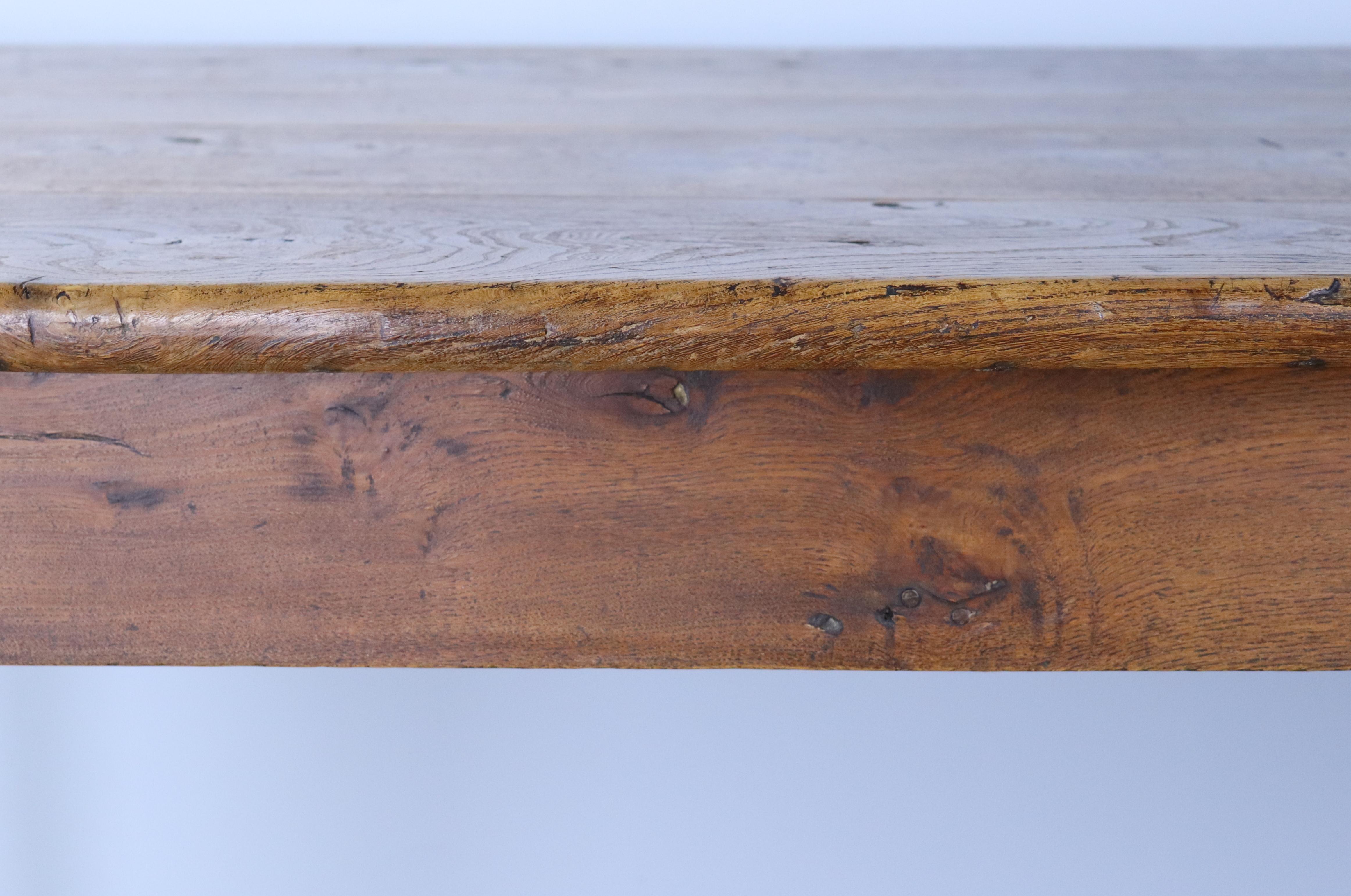 Antique Elm Farm or Dining Table For Sale 9