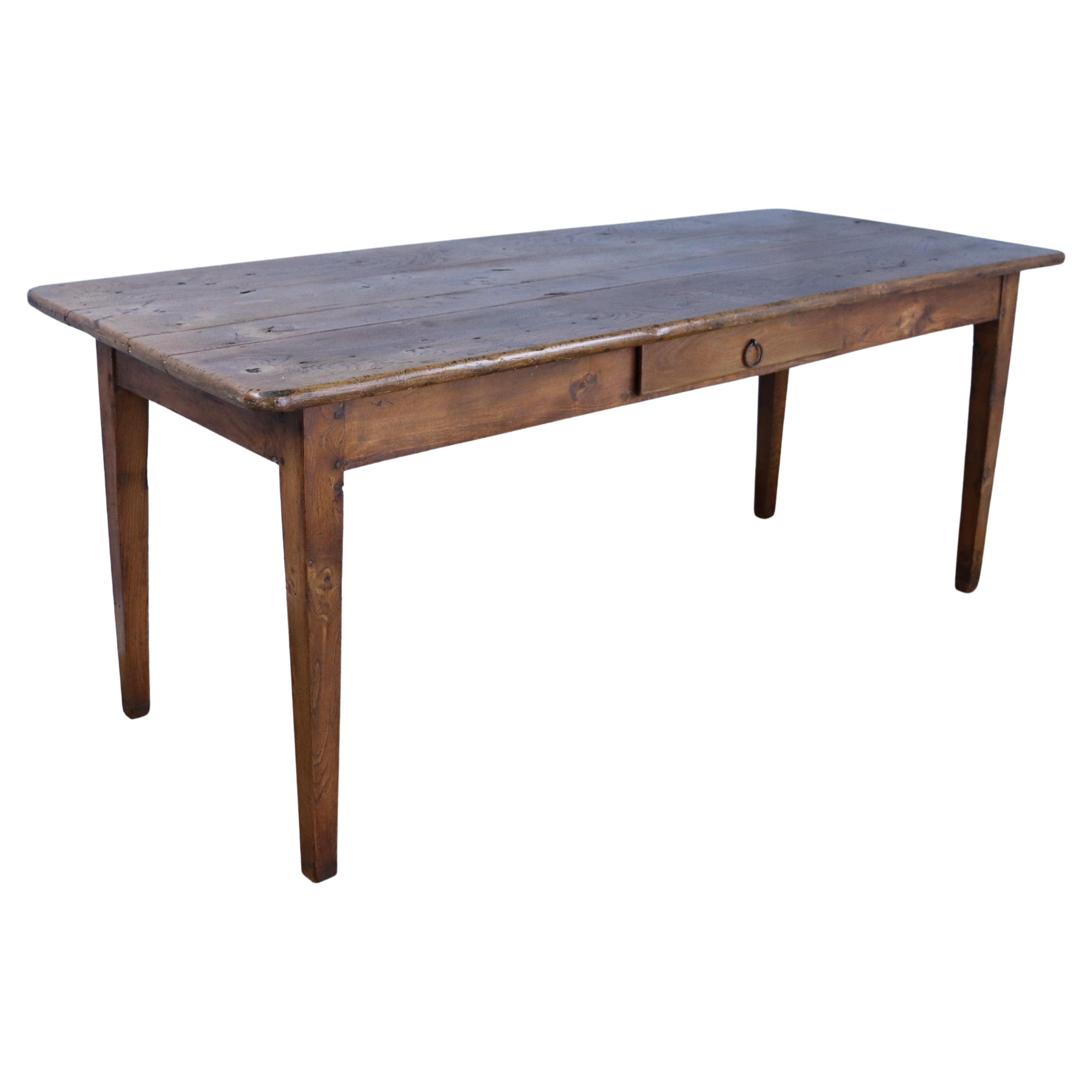 Antique Elm Farm or Dining Table For Sale