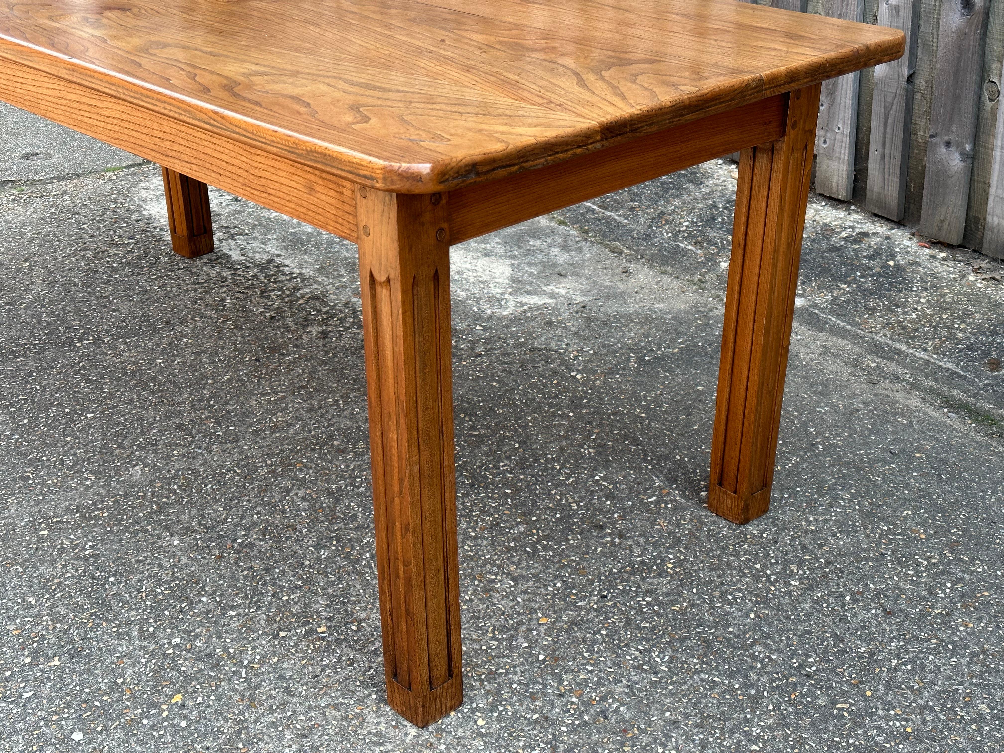 French Provincial Antique Elm Farmhouse Table