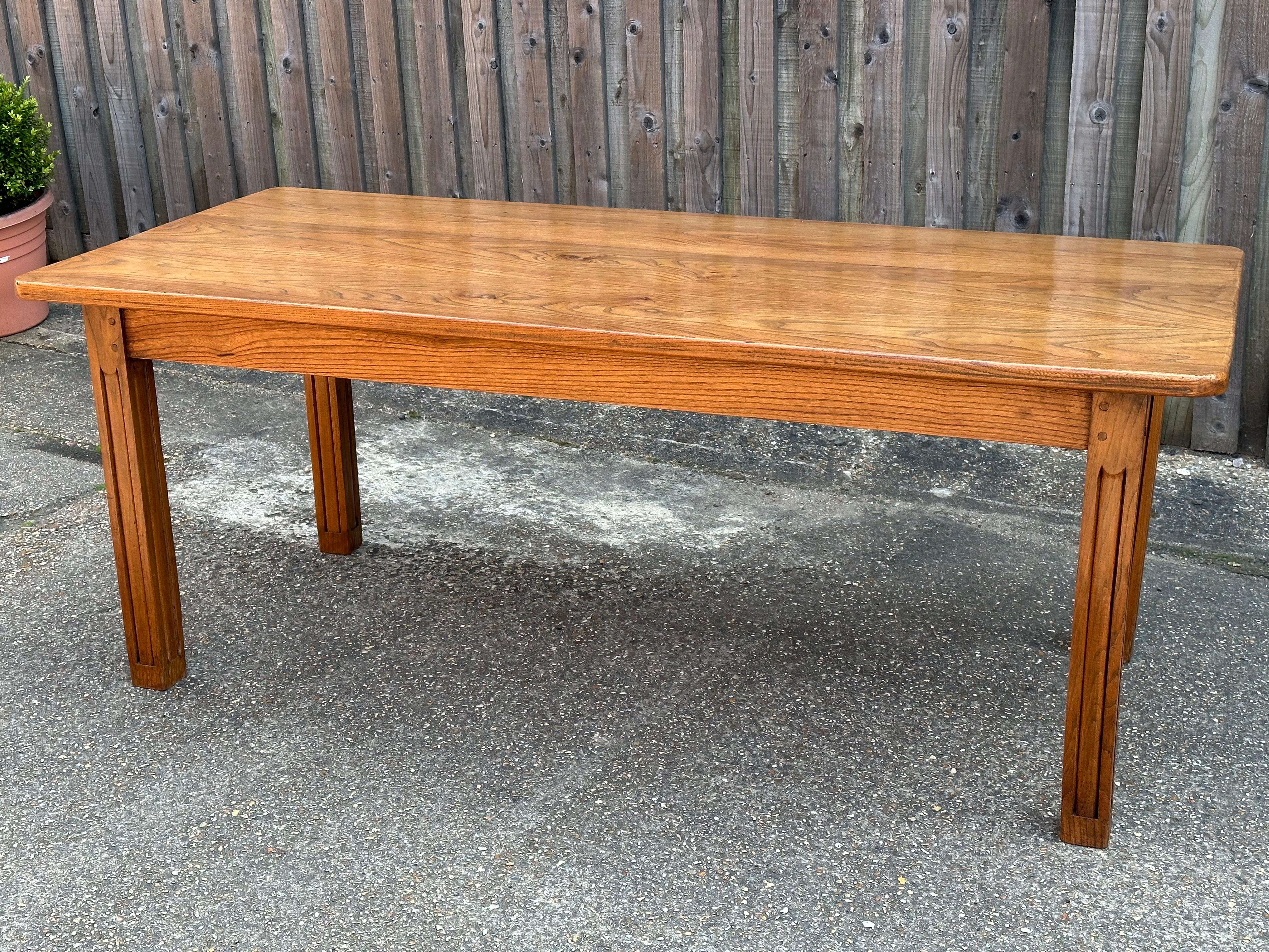 Hand-Crafted Antique Elm Farmhouse Table