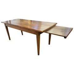 Antique Elm Farmhouse Table with Breadslide