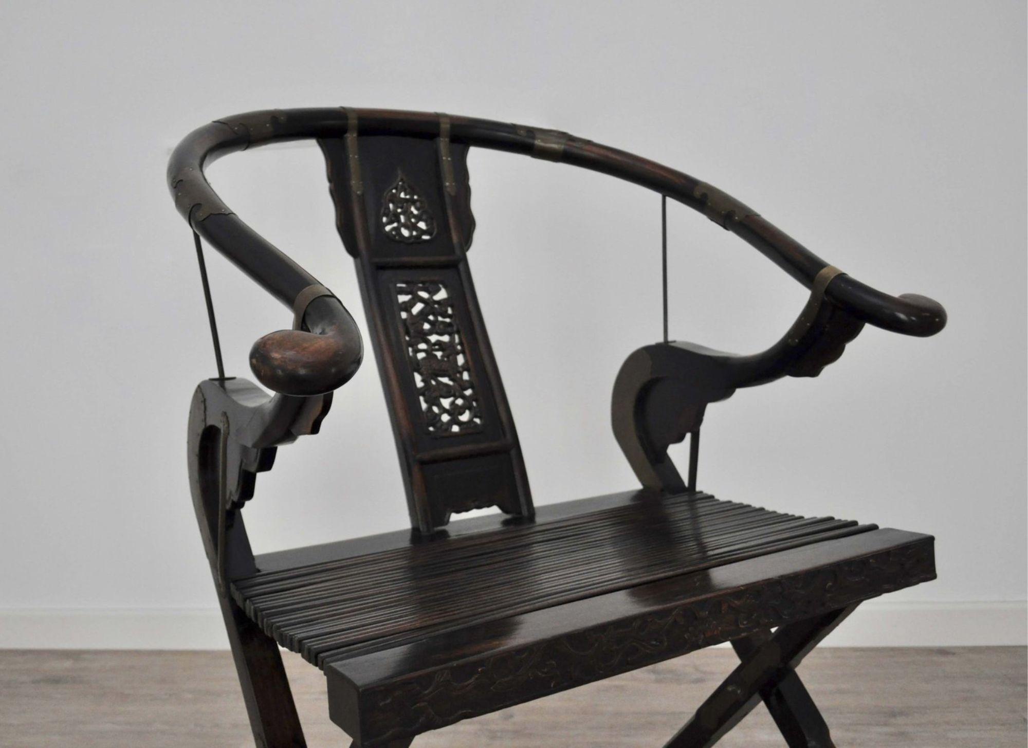 Fauteuil pliant ancien en orme - Début du 20e siècle en vente 5