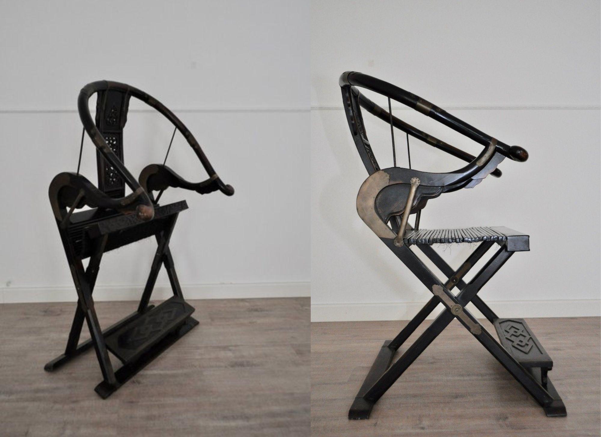 Fauteuil pliant ancien en orme - Début du 20e siècle en vente 6