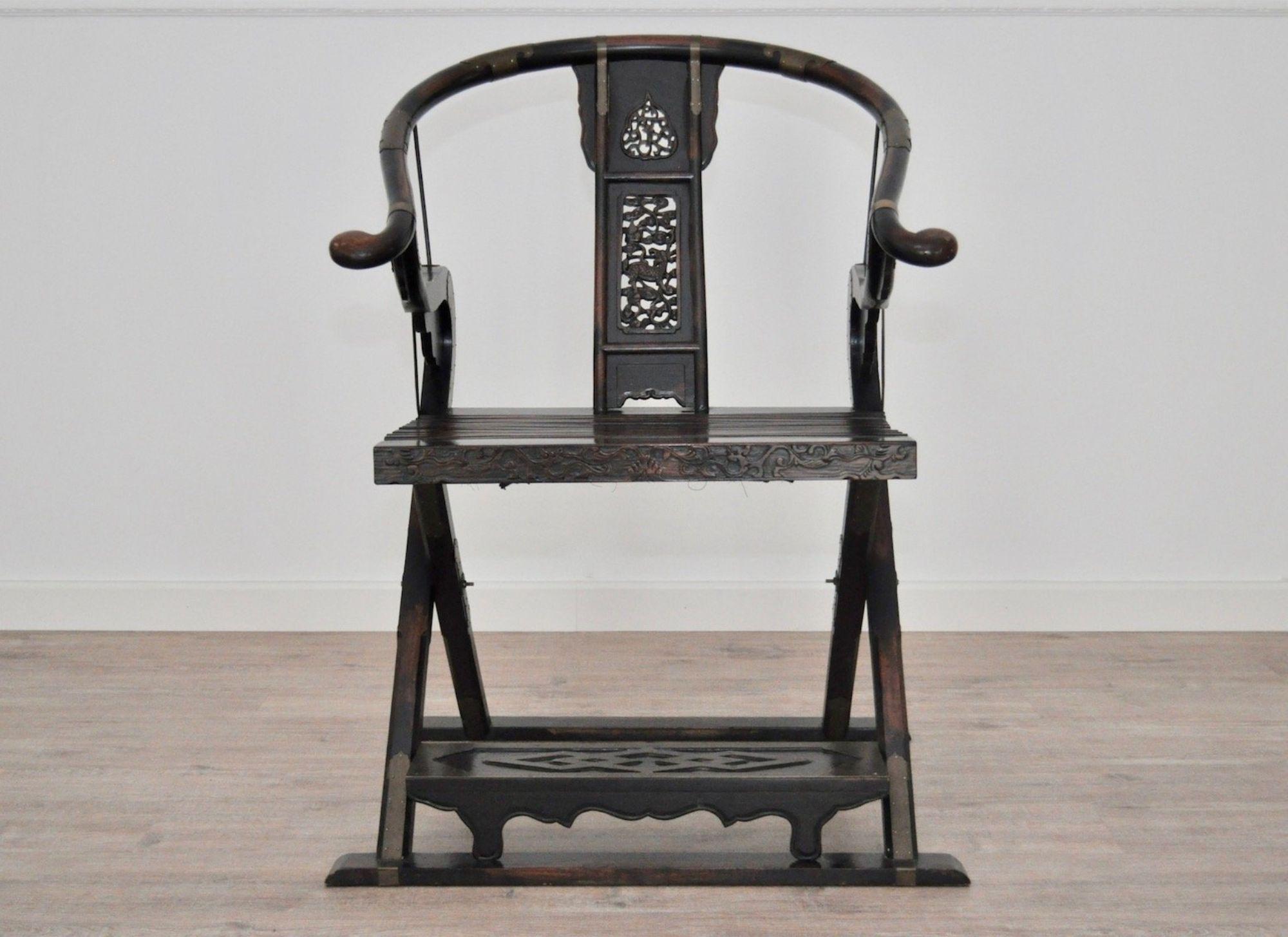 Fauteuil pliant ancien en orme - Début du 20e siècle en vente 8