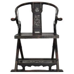 Sillón plegable antiguo de olmo - Principios del siglo XX