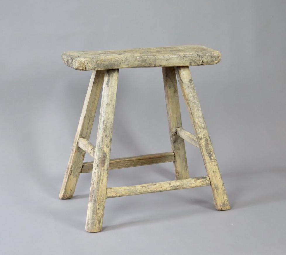 Antique Chinese Elm Stool. China, circa early 20th century.