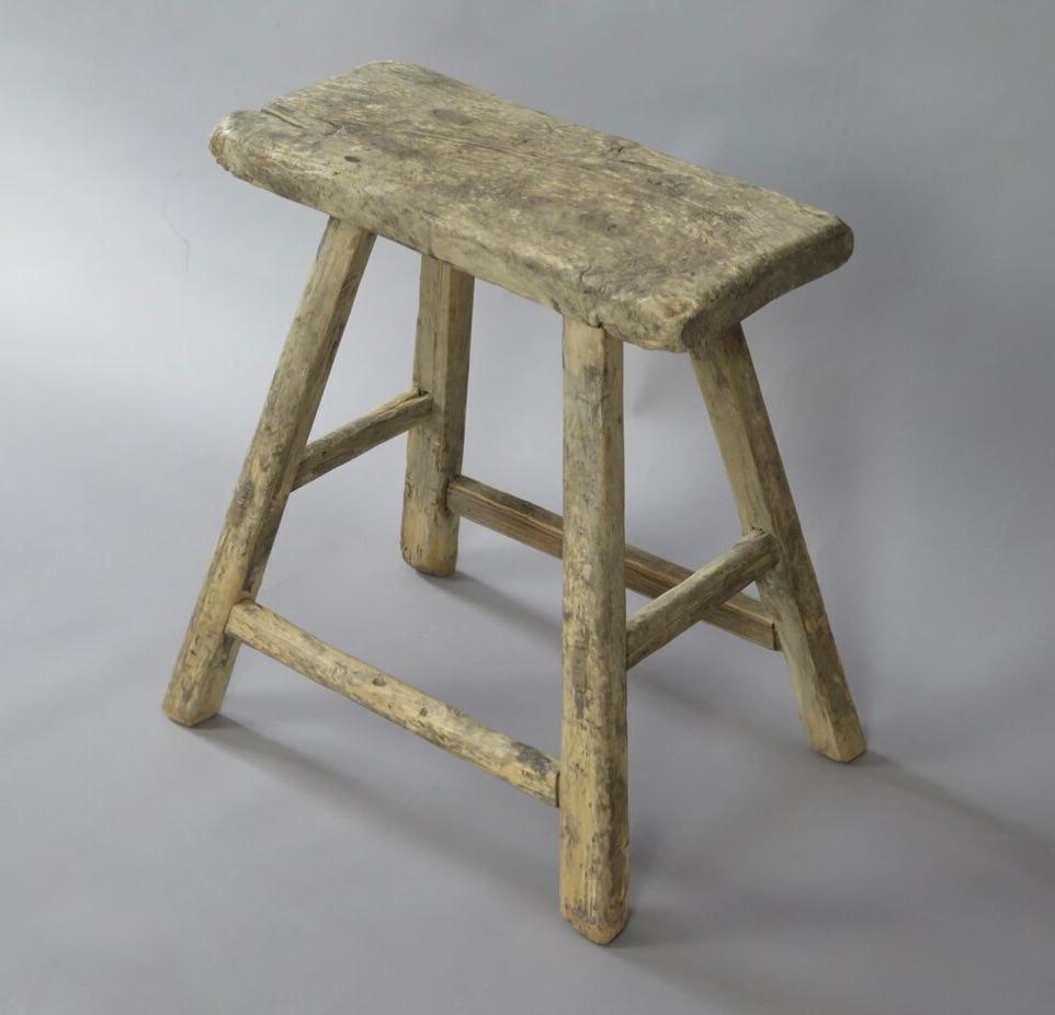 Rustic Antique Elm Stool, China For Sale
