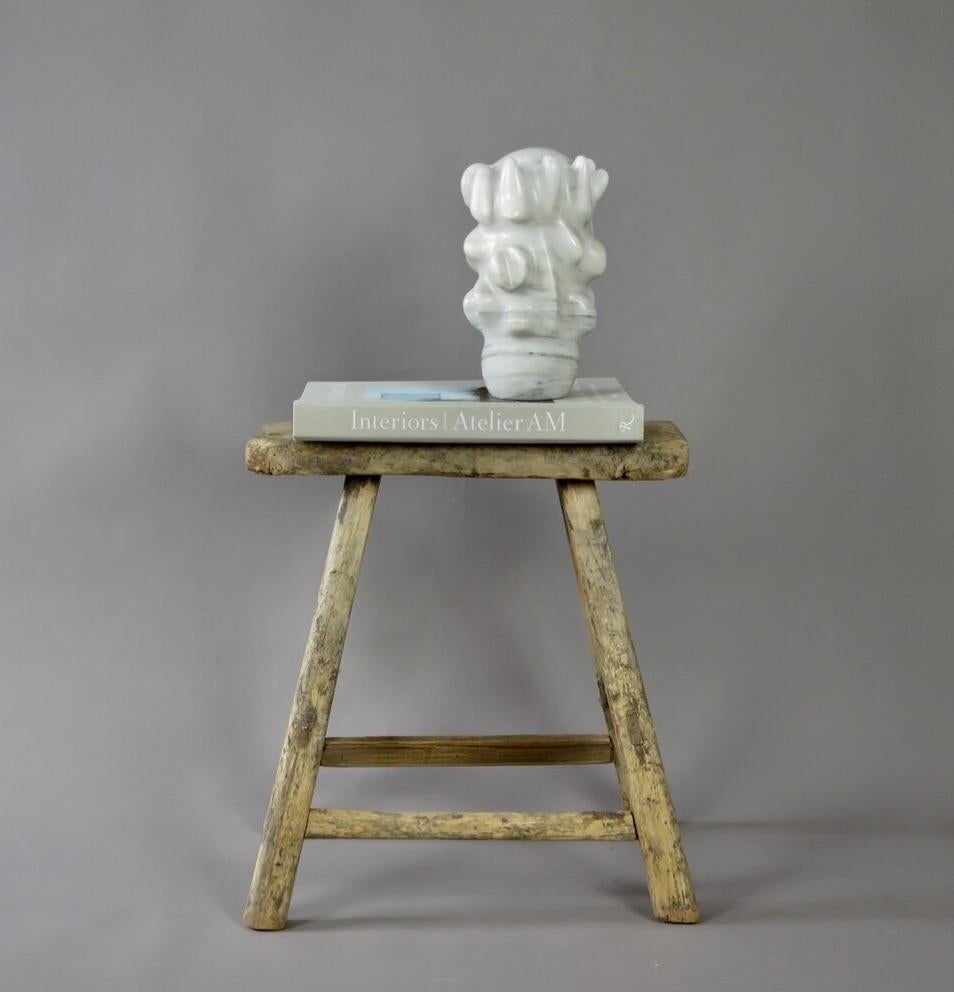 Carved Antique Elm Stool, China For Sale