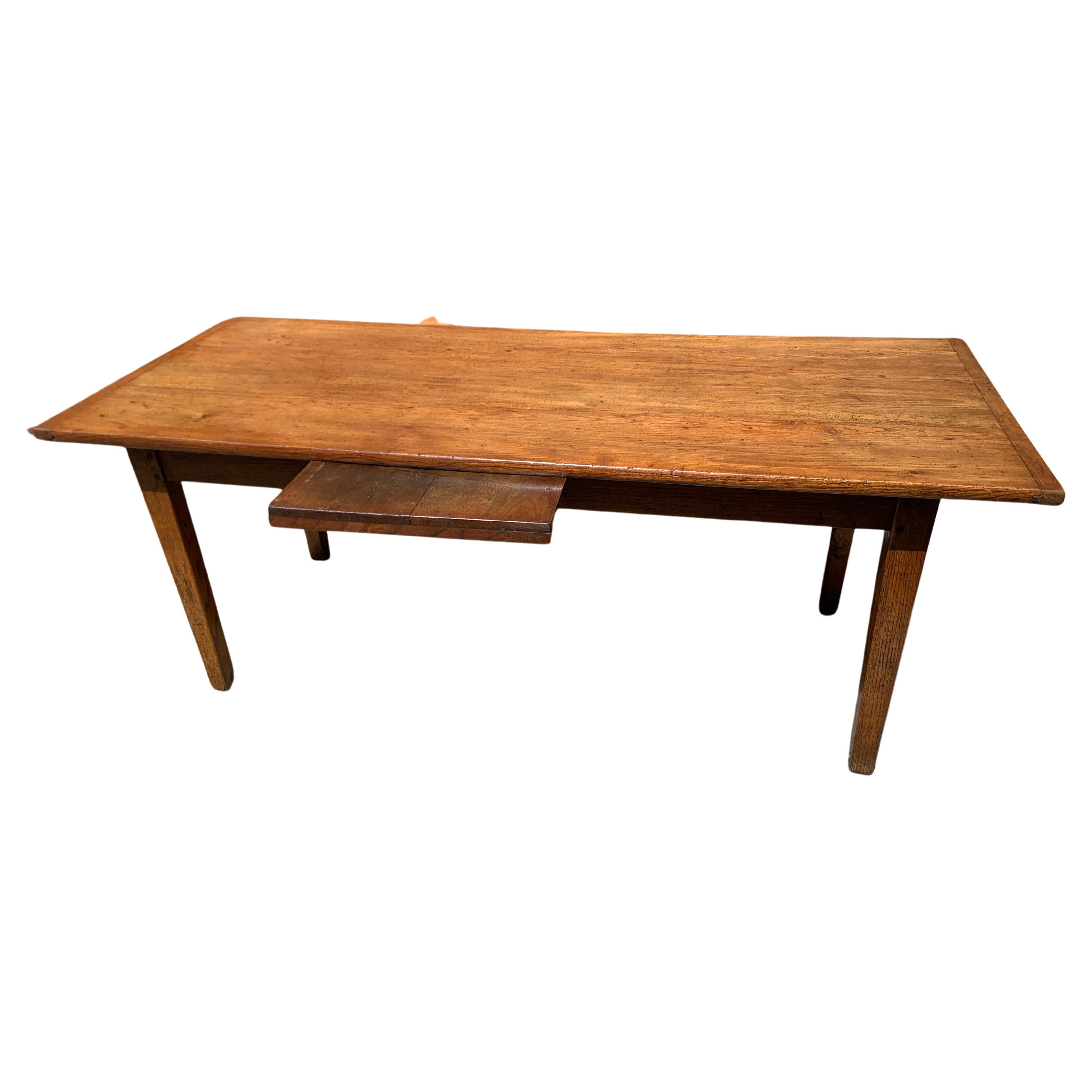 Antique Elm Tapered Leg Dining Table With Bread Slide