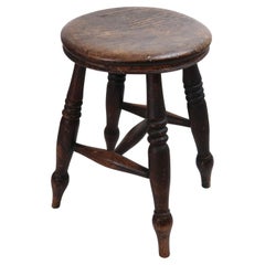 Tabouret Windsor en orme ancien, Angleterre, 19ème siècle