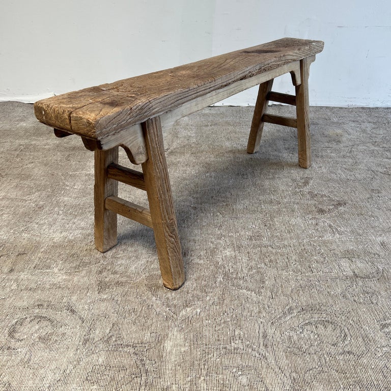Antique Elm Wood Bench at 1stDibs