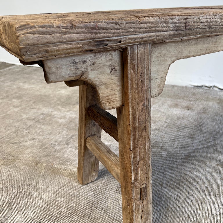 Antique Elm Wood Bench at 1stDibs