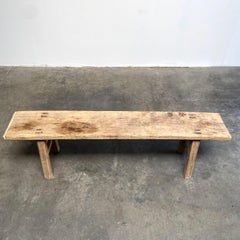 Banc ou table basse ancienne en bois d'orme