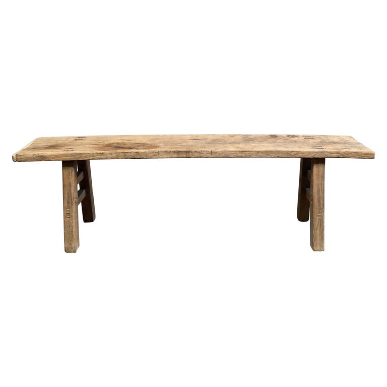 Antique Elm Wood Bench or Coffee Table at 1stDibs