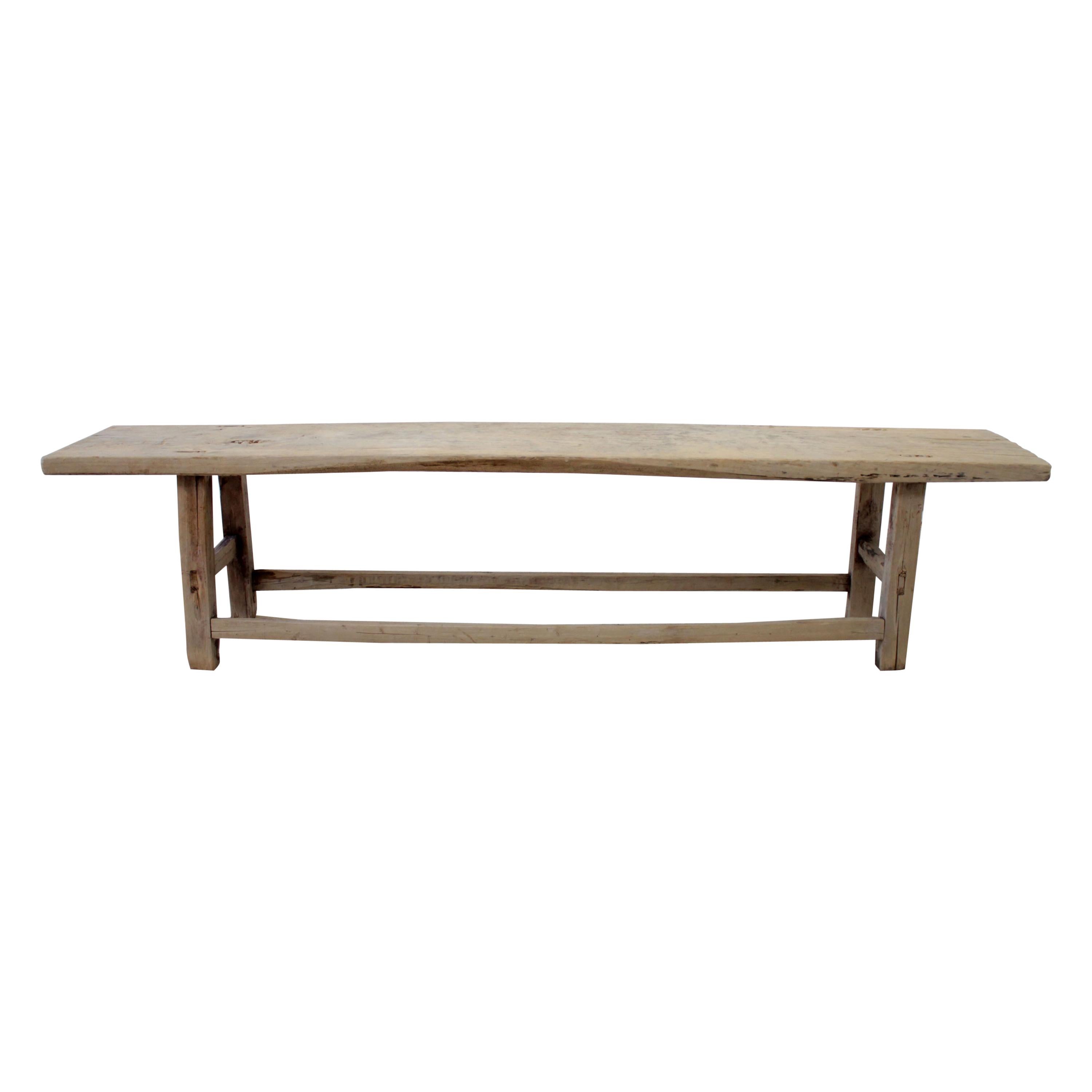 Antique Elm Wood Coffee Table Bench
