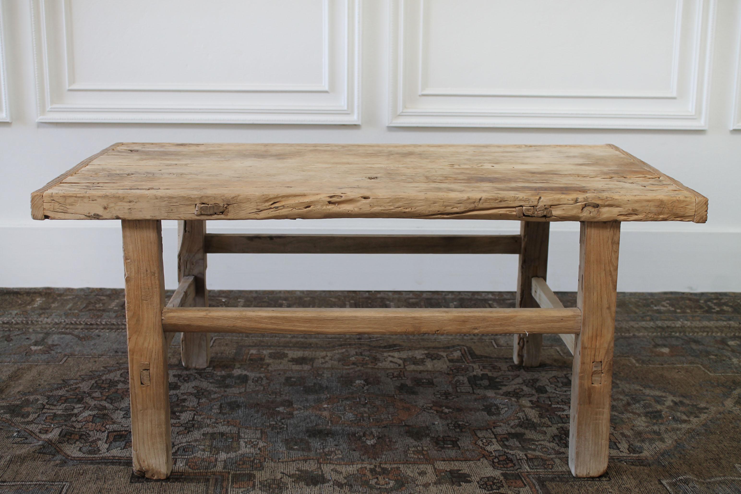 Antique Elm Wood Coffee Table at 1stDibs