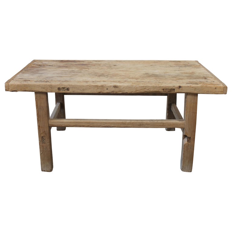 Antique Elm Wood Coffee Table at 1stDibs