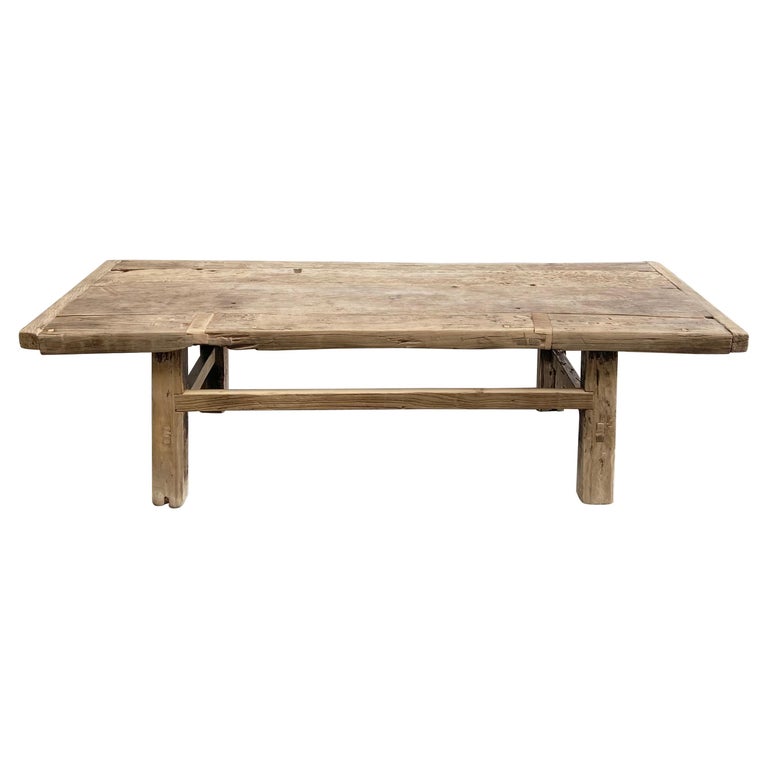 Antique Elm Wood Coffee Table at 1stDibs