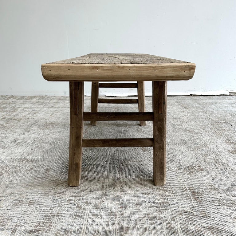 Antique Elm Wood Coffee Table or Bench For Sale at 1stDibs